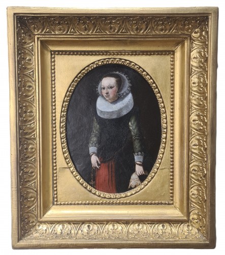 Portrait de jeune fille à la collerette, Ecole Française du XVIIe siècle - Tableaux et dessins Style 