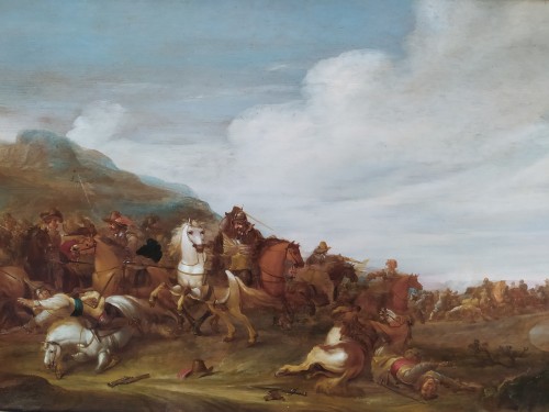 Tableaux et dessins Tableaux XVIIe siècle - Choc de cavalerie, Ecole hollandaise attribué à Jan Asselyn (1610-1652)