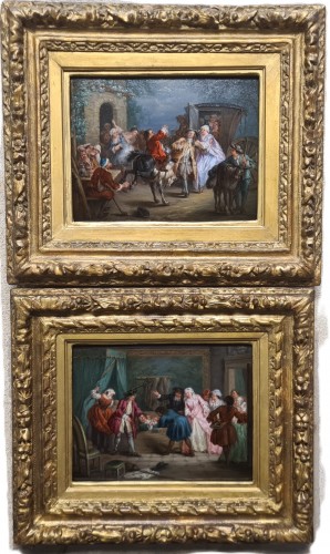 Tableaux et dessins Tableaux XVIIIe siècle - Paire d'une scène de genre, attribué à Etienne Jeaurat (1699-1789)