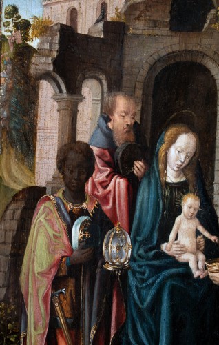 Adoration des Rois Mages. Primitif Flamand du XVIe siècle, vers 1500 - Galerie FC Paris