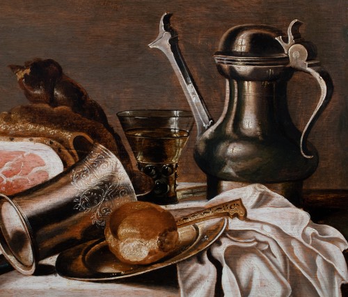 Banquet au jambon et pièces d’orfèvrerie - Pieter van Berendrecht (1616 - 1662) - Tableaux et dessins Style 