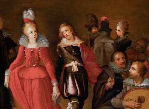 Paintings & Drawings  - Ball scene in elegant company, Pieter Lisaert (1595-1629)