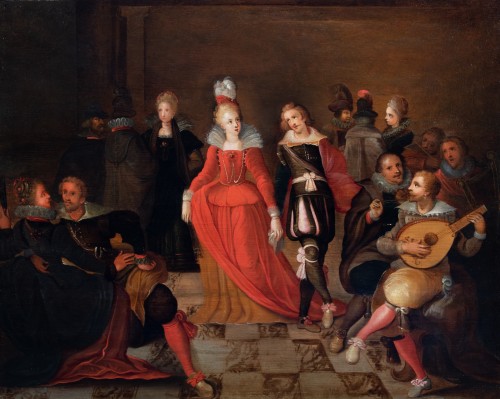 Ball scene in elegant company, Pieter Lisaert (1595-1629) - 