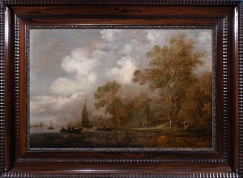 Paysage d’estuaire avec pêcheurs et promeneurs. Salomon Van Ruysdael & atelier XVIIe