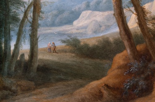 Tableaux et dessins Tableaux XVIIe siècle - Paysage vallonné avec promeneurs, Lucas van Uden & Thomas van Apshoven (XVIIe siècle)