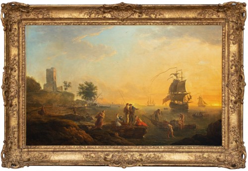 Marine méditerranéenne au matin, atelier de Claude Joseph Vernet (1714-1789)