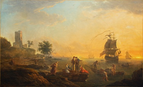 Marine méditerranéenne au matin, atelier de Claude Joseph Vernet (1714-1789) - Galerie FC Paris