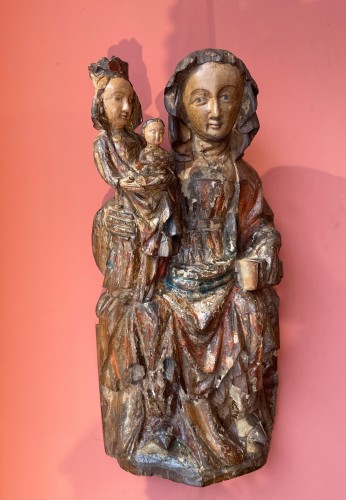 Carved wood representing saint anna trinitarian - 