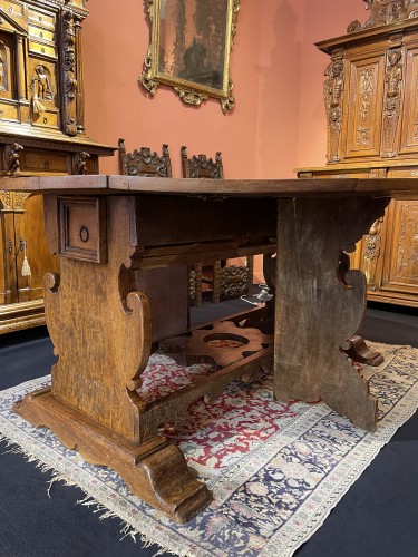 Large italian Renaissance table with folding flaps - Furniture Style Renaissance