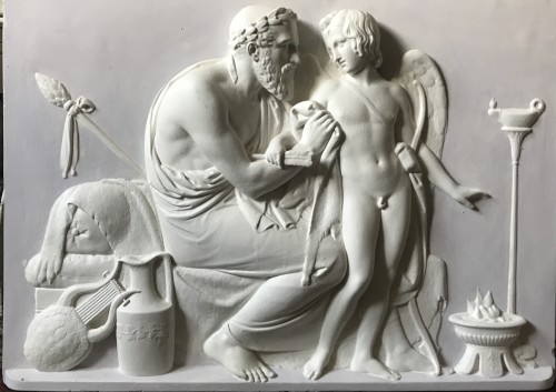 Plater Bas-reliefs, Anacreon and Cupid&quot; and &quot;Hercules and Omphale&quot;, - Decorative Objects Style Napoléon III