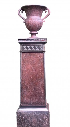 Archaic Vase On  Greek Motif Pedestal Imitating Porphyre