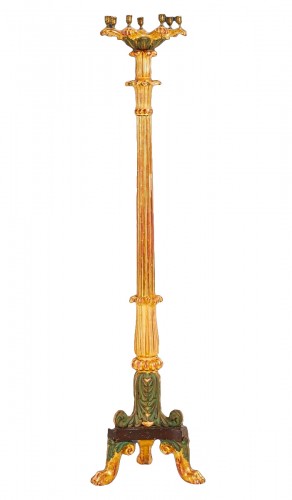 Torchère de parquet en bois sculpté doré, Suède époque Gustavienne