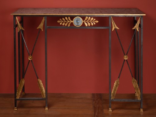 Furniture  - Wrought iron Console table with gilt arrows