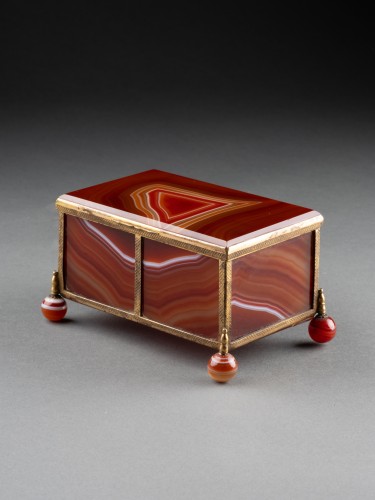 19th century - Pair of 19th century agate caskets
