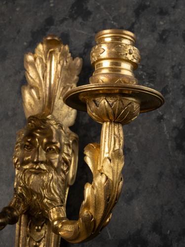 Lighting  - A Pair Of Louis XV Wall Lights With ‘faun’ Masks