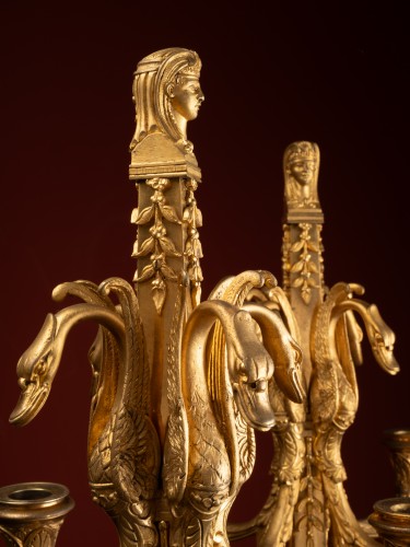 Egyptomania Candelabra with Swan-like figures - 