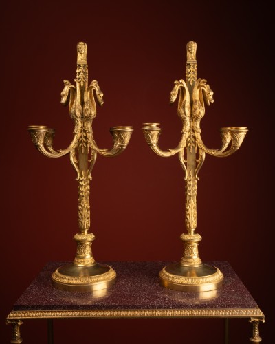 19th century - Egyptomania Candelabra with Swan-like figures