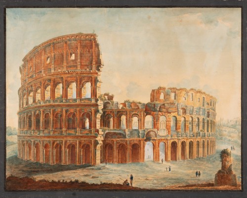 Vedute of the Roman Colosseum and the Pantheon, attributed to Antonio del D - Paintings & Drawings Style Louis XVI