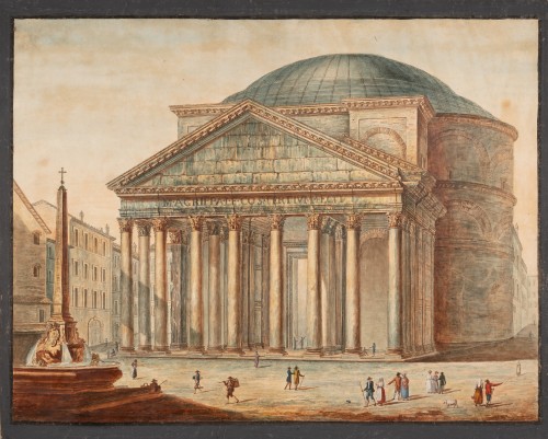 Vedute of the Roman Colosseum and the Pantheon, attributed to Antonio del D - 