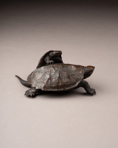 Asian Works of Art  - Okimono depicting Two Turtles by Nogami Tatsuoki, also known as Ryuki