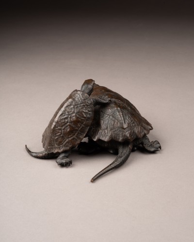 Okimono représentant deux tortues par Nogami Tatsuoki, dit Ryuki - Galerie Lamy Chabolle