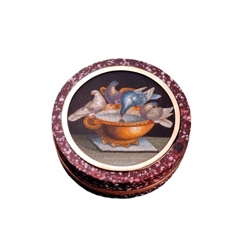 Porphyry Case, Micromosaïc, Miniature and Rose Gold Mount