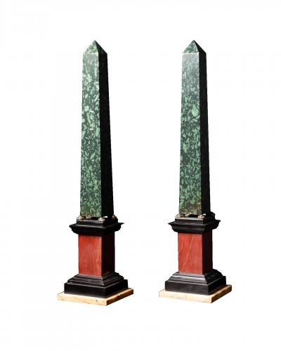 Pair of 19th Century Greek Porphyry Obelisks