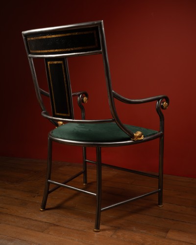 Louis-Philippe &#039;Directoire&#039; Steel Armchair - 