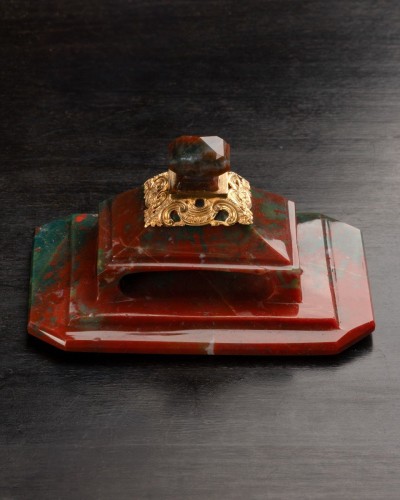 19th Century Bloodstone Paperweight With 18k Gold Setting - 