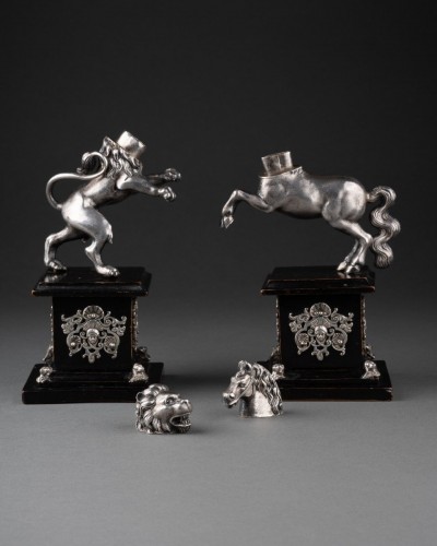 Pair Of Animal-shaped Drinking Vessels, Augsburg, 17th Century - silverware & tableware Style 