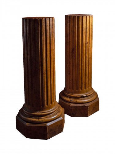 Pair of fluted scagliola columns, early 19th century