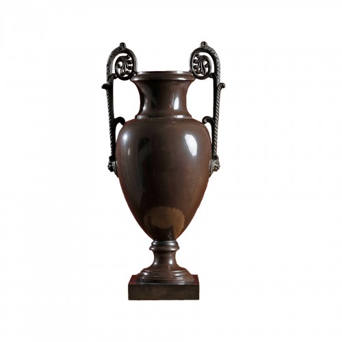 Empire 'Sarreguemines' Stoneware Vase with Bronze ornaments