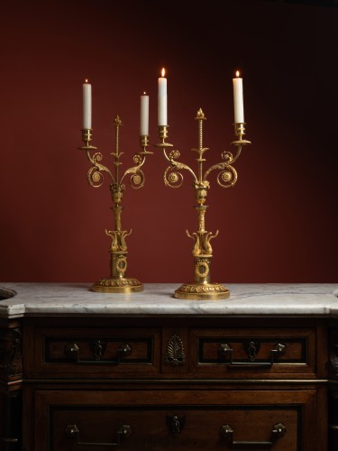 Pair of Russian Empire gilt-bronze Candelabra - Lighting Style 