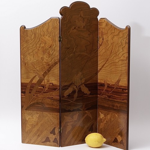 Miniature Marquetry Screen by Emile Gallé - Furniture Style Art nouveau