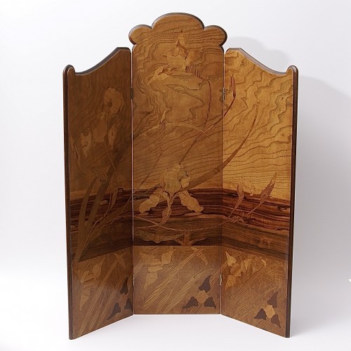 20th century - Miniature Marquetry Screen by Emile Gallé