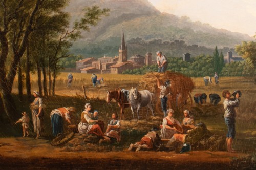 La moisson, France fin du 18e siècle attribué à Jean-Baptiste Claudot - Tableaux et dessins Style Directoire