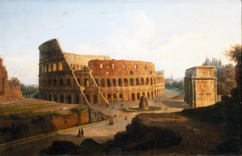 Vue du Colisée, Italie fin du 18e siècle - Tableaux et dessins Style Directoire