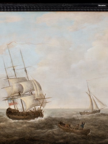 Bateaux par temps calme, Hollande milieu du 17e  siècle - Tableaux et dessins Style Louis XIII