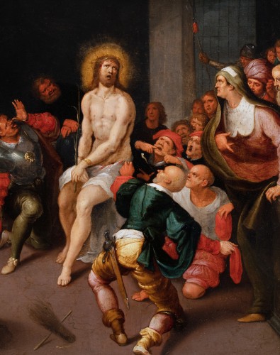 Le Christ aux outrages, Flandre début du 17e siècle atelier de Frans Francken II - Tableaux et dessins Style Louis XIII