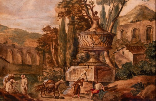 Ruine romaines par Marco Miglianini , Rome 1771 - Tableaux et dessins Style Louis XVI