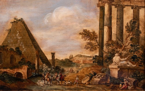 Ruine romaines par Marco Miglianini , Rome 1771 - Tableaux et dessins Style Louis XVI