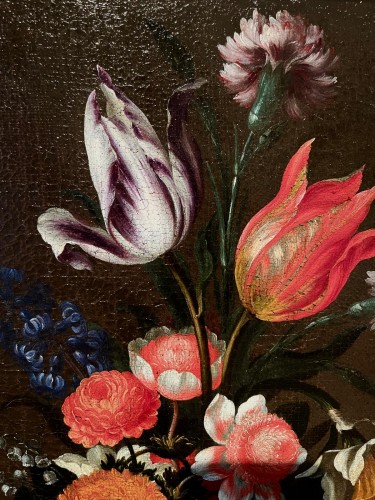 Bartolomeo Ligozzi (1620 - 1695) - Bouquet in a glass vase - Paintings & Drawings Style 