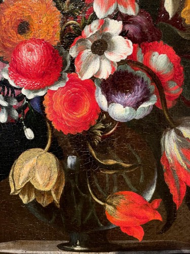 Bartolomeo Ligozzi (1620 - 1695) - Bouquet in a glass vase - 