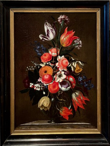 Bartolomeo Ligozzi (1620 - 1695) - Bouquet in a glass vase - 