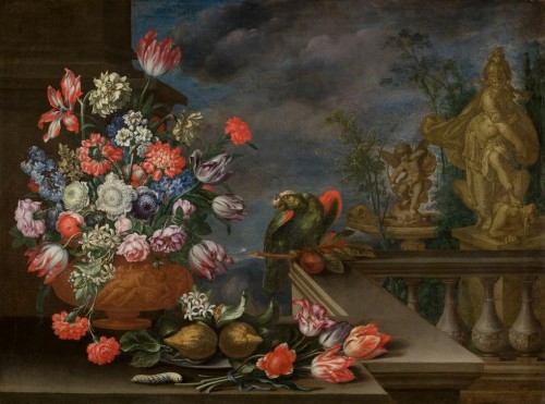 Antiquités - Bartolomeo Ligozzi (1620 - 1695) - Bouquet in a glass vase