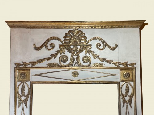 Trumeau en bois laqué et doré, Italie fin du XVIIIe début du XIXe - Miroirs, Trumeaux Style Directoire