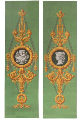 Paire de grands papiers peints marouflés sur toile, Desfossé & Karth vers 1900