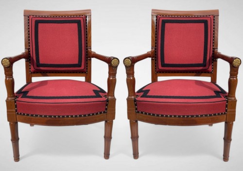 Paire de fauteuils en acajou, époque Premier Empire - Sièges Style Empire