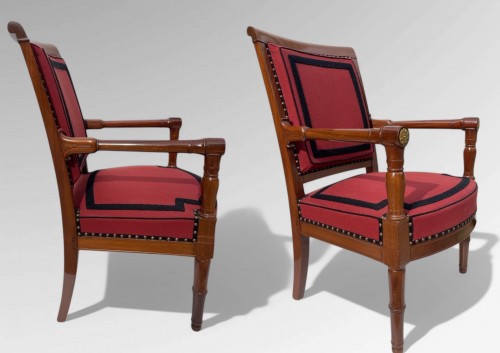 Sièges Fauteuil & Bergère - Paire de fauteuils en acajou, époque Premier Empire