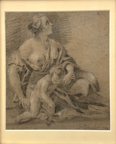 Tableaux et dessins Dessin, Aquarelle & Pastel - François Boucher (1703-1770) - La jeune mère attentionnée et son enfant